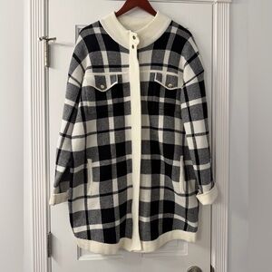 Cynthia Rowley Black and White Plaid Teddy Jacket